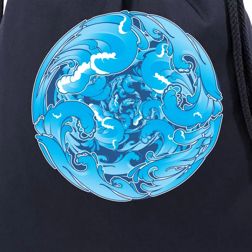 Great Wave Water Ball Emblem Drawstring Bag