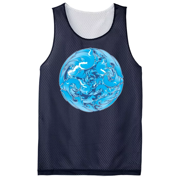 Great Wave Water Ball Emblem Mesh Reversible Basketball Jersey Tank