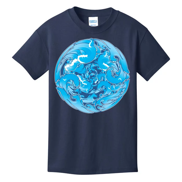 Great Wave Water Ball Emblem Kids T-Shirt