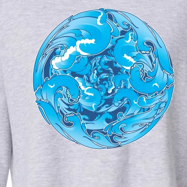 Great Wave Water Ball Emblem Cropped Pullover Crew