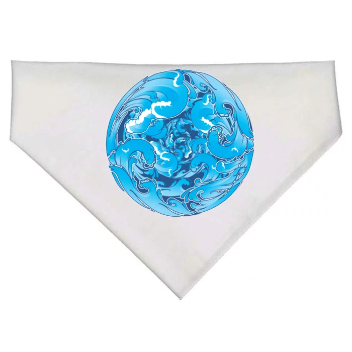 Great Wave Water Ball Emblem USA-Made Doggie Bandana