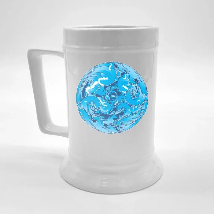 Great Wave Water Ball Emblem Front & Back Beer Stein