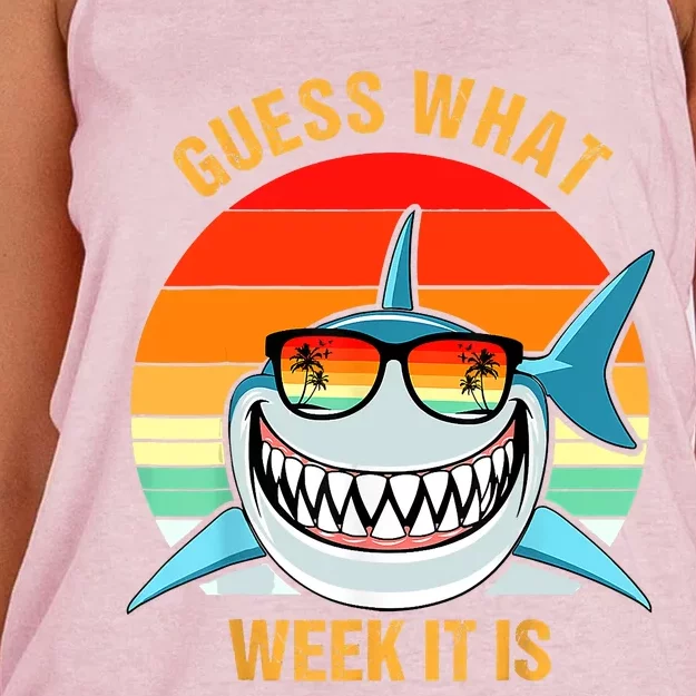 Guess What Week It Is Funny Shark Gift Women's Knotted Racerback Tank