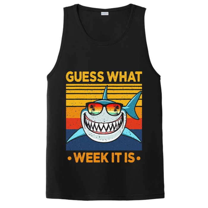 Guess What Week It Is Funny Shark Vintage Performance Tank