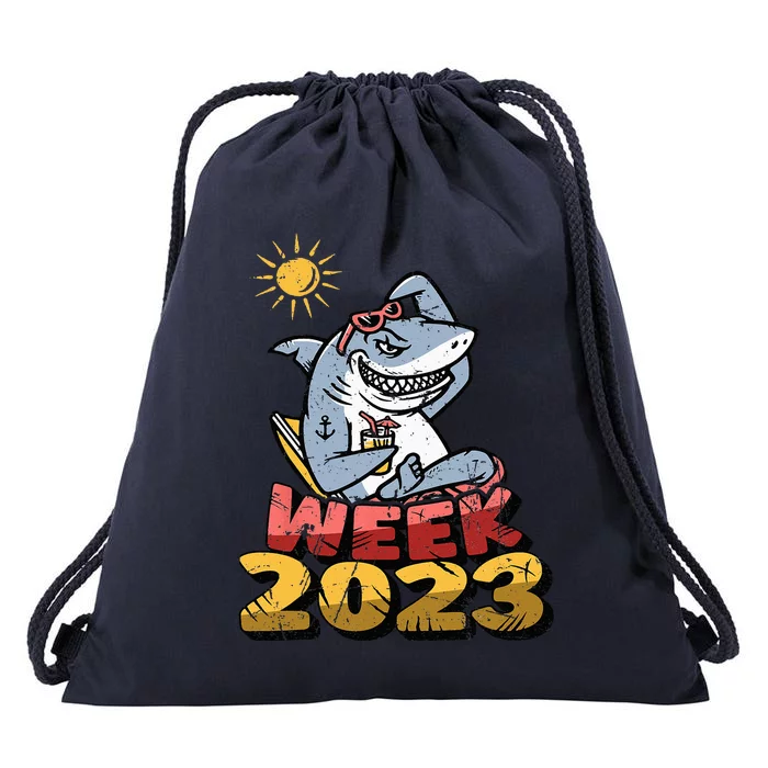 Guess What Week It Is Funny Shark Gifts Drawstring Bag