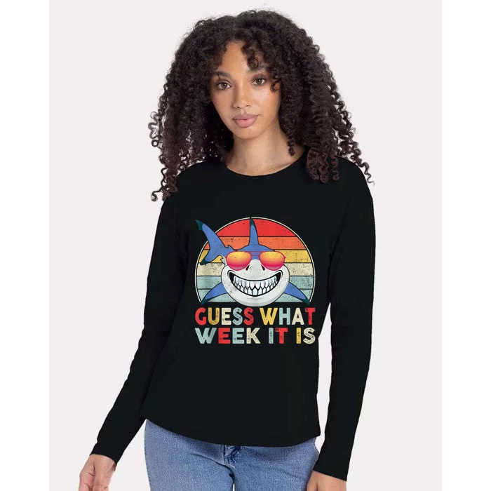 Guess What Week It Is Funny Shark Gift Womens Cotton Relaxed Long Sleeve T-Shirt