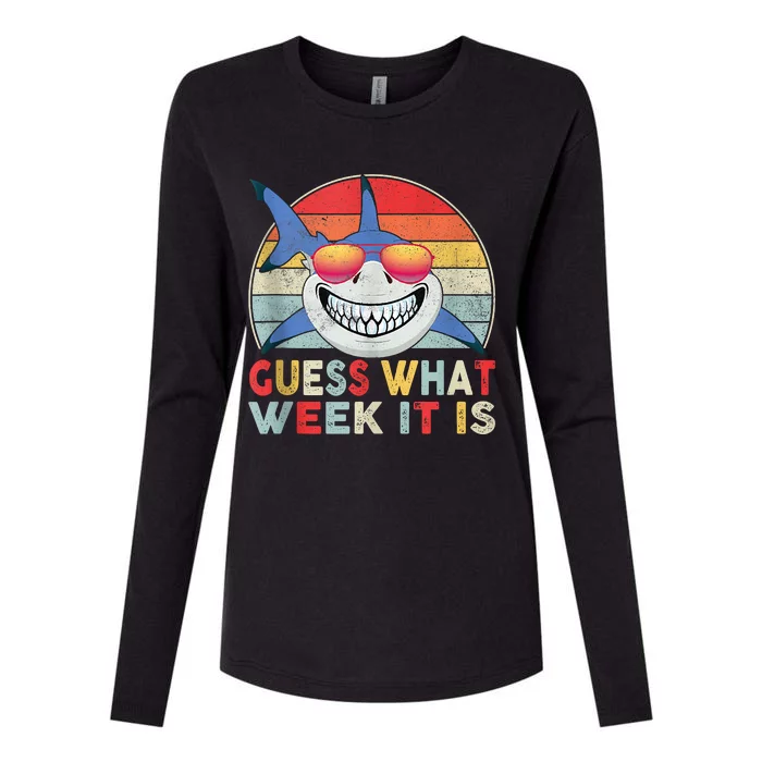 Guess What Week It Is Funny Shark Gift Womens Cotton Relaxed Long Sleeve T-Shirt