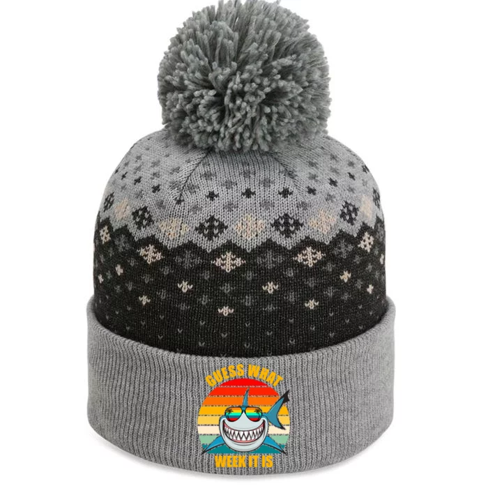 Guess What Week It Is Retro Shark Week The Baniff Cuffed Pom Beanie