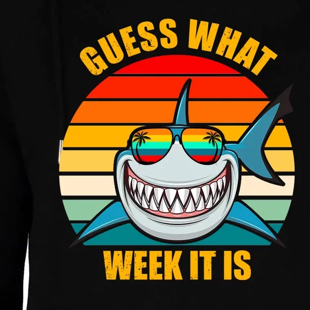 Guess What Week It Is Retro Shark Week Womens Funnel Neck Pullover Hood