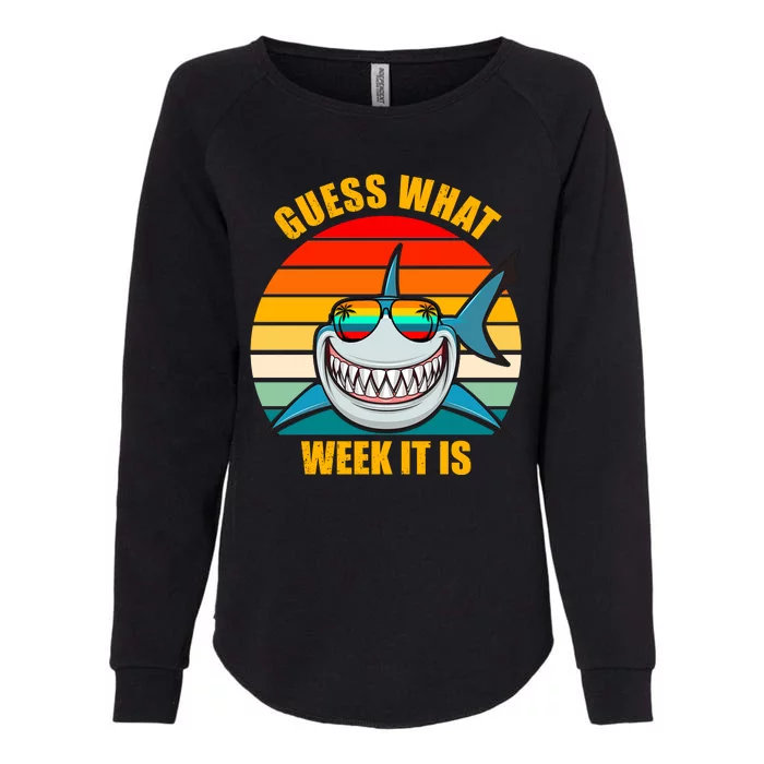 Guess What Week It Is Retro Shark Week Womens California Wash Sweatshirt