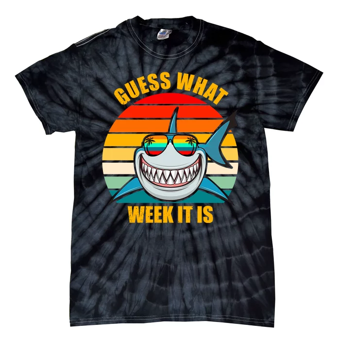 Guess What Week It Is Retro Shark Week Tie-Dye T-Shirt