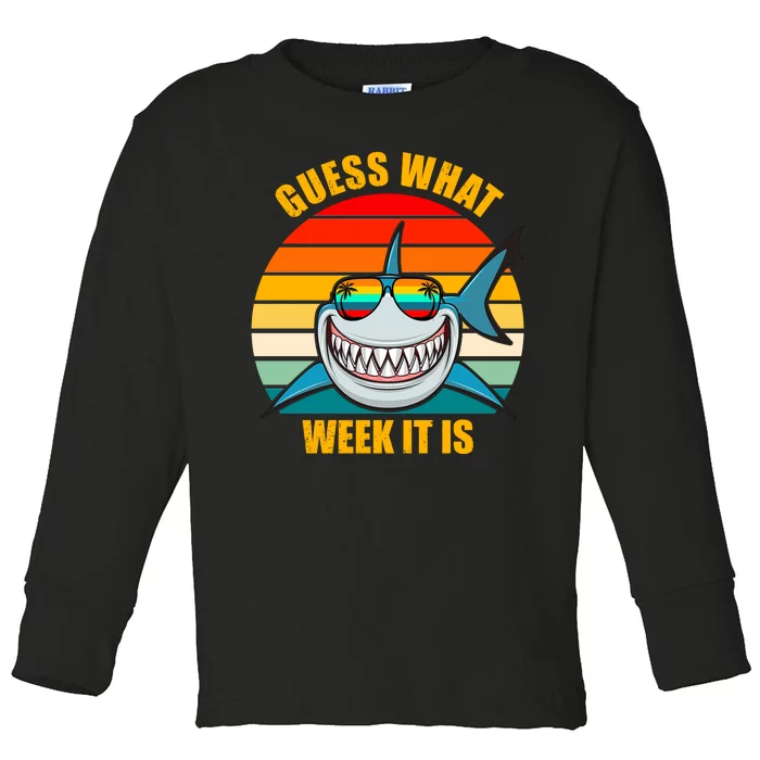 Guess What Week It Is Retro Shark Week Toddler Long Sleeve Shirt