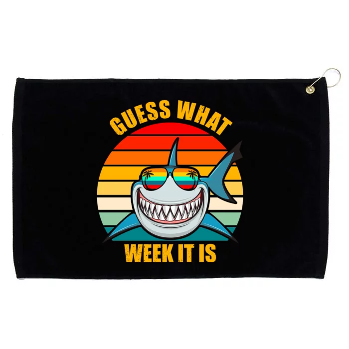 Guess What Week It Is Retro Shark Week Grommeted Golf Towel