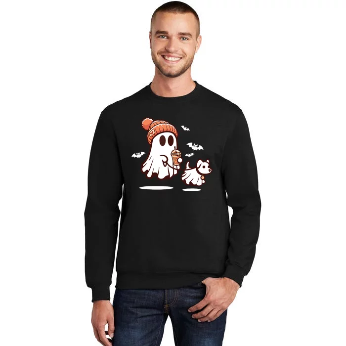 Ghost With Walking Dog Halloween Sweatshirt