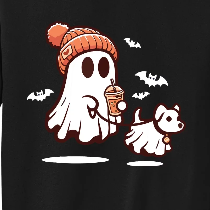 Ghost With Walking Dog Halloween Sweatshirt