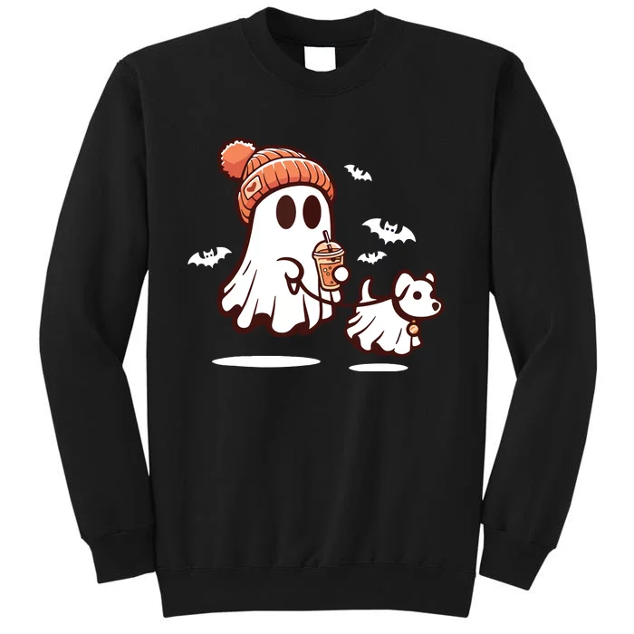 Ghost With Walking Dog Halloween Sweatshirt