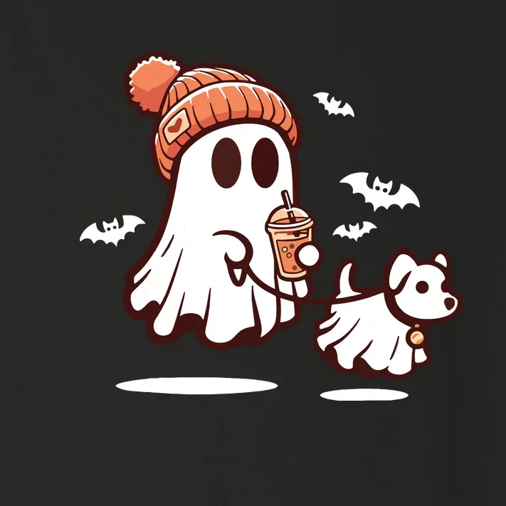 Ghost With Walking Dog Halloween Toddler Long Sleeve Shirt