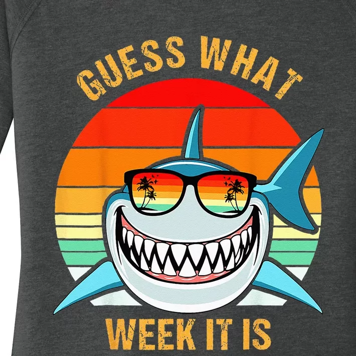 Guess What Week It Is Funny Shark Gift & Kids Women's Perfect Tri Tunic Long Sleeve Shirt