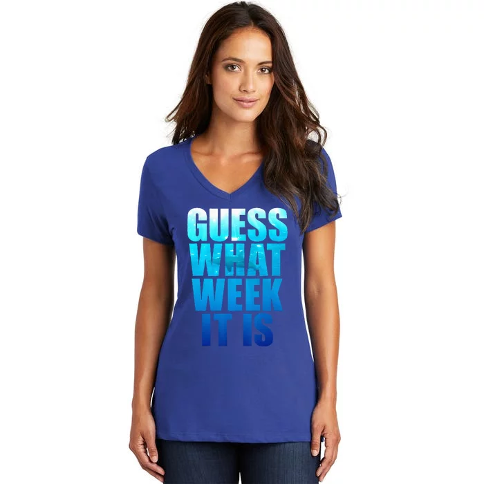 Guess What Week It Is Funny Shark Gift Women's V-Neck T-Shirt