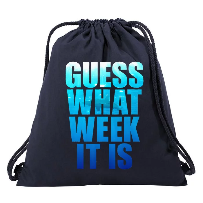 Guess What Week It Is Funny Shark Gift Drawstring Bag