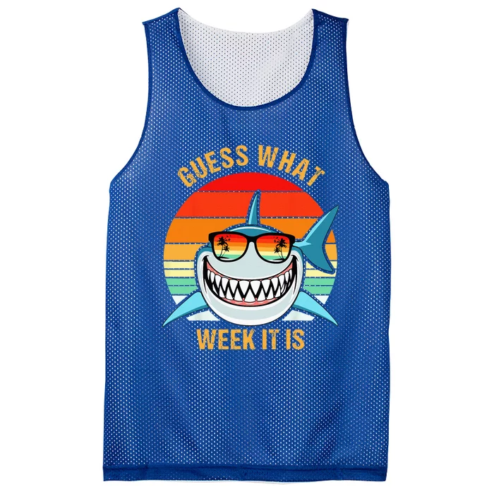 Guess What Week It Is Funny Shark Gift Mesh Reversible Basketball Jersey Tank