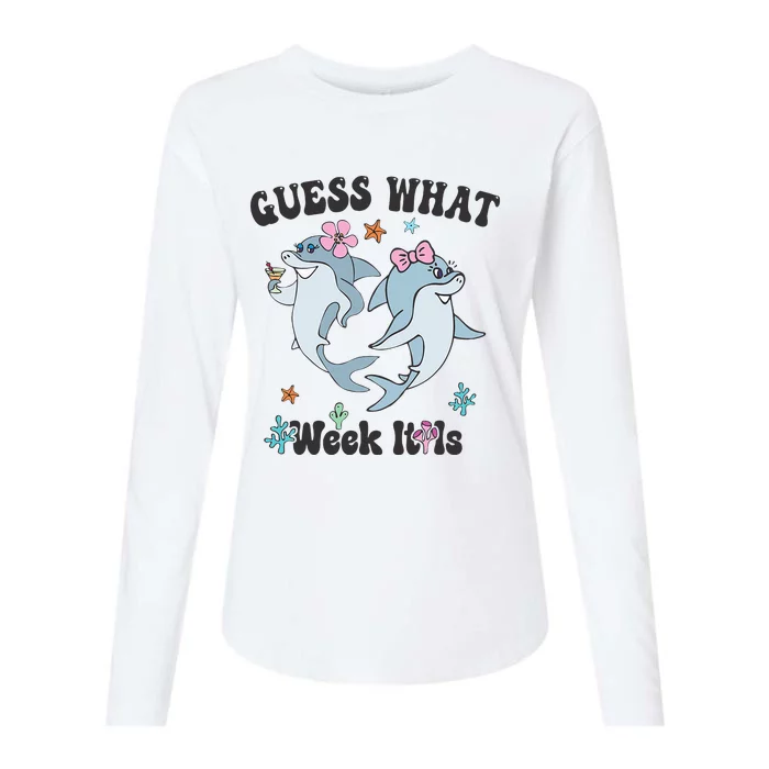 Guess What Week It Is Cute Shark Funny Womens Cotton Relaxed Long Sleeve T-Shirt