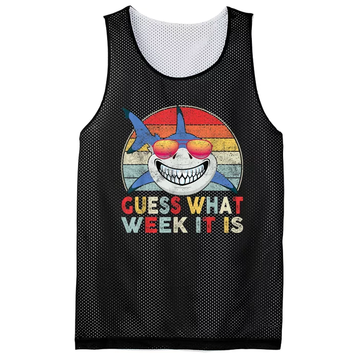 Guess What Week It Is Funny Shark Mesh Reversible Basketball Jersey Tank