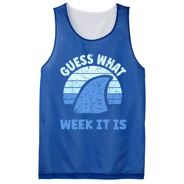 Guess What Week It Is Funny Shark Gifts Mesh Reversible Basketball Jersey Tank