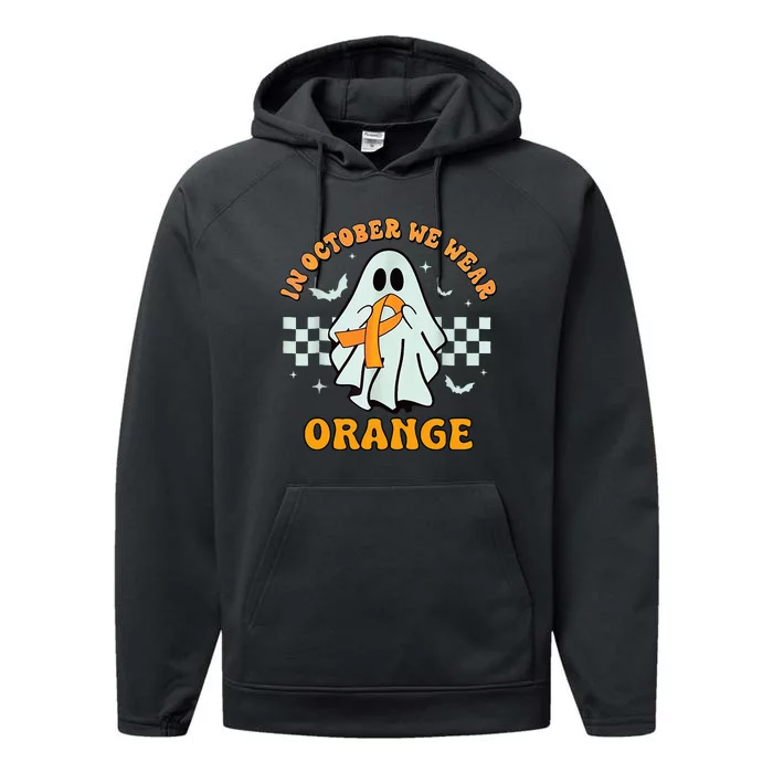 Groovy We Wear Orange Unity Day No Bullying Ghost Halloween Performance Fleece Hoodie