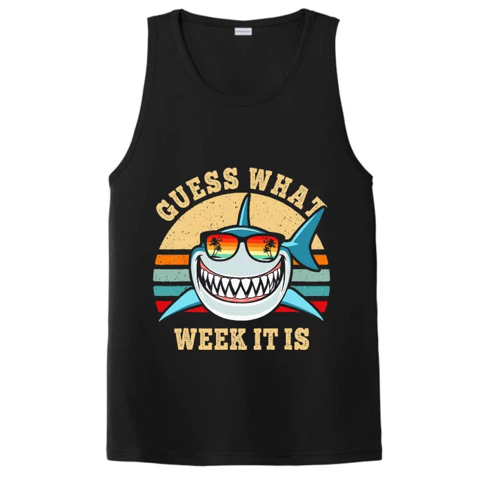 Guess What Week It Is Funny Shark Vintage Performance Tank