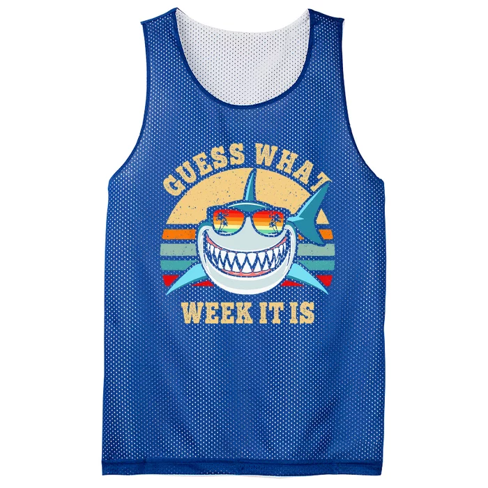 Guess What Week It Is Funny Shark Vintage Mesh Reversible Basketball Jersey Tank