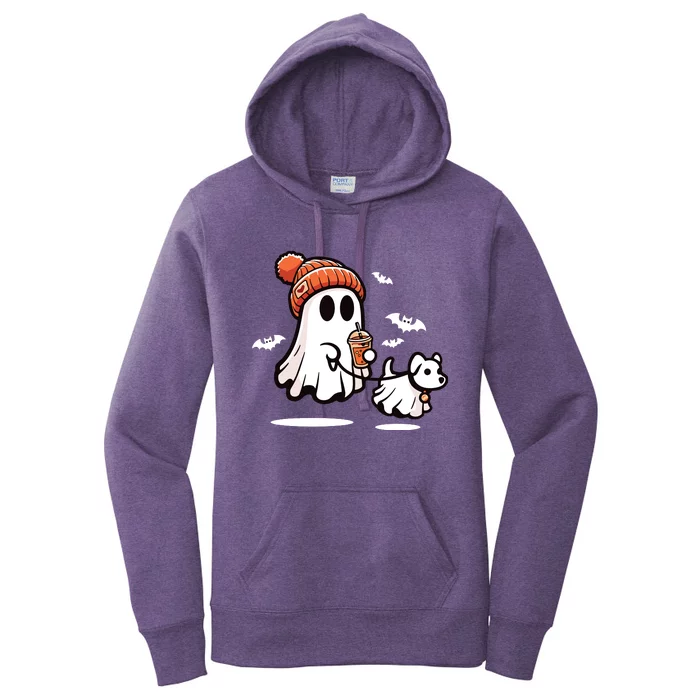 Ghost With Walking Dog Halloween Women's Pullover Hoodie