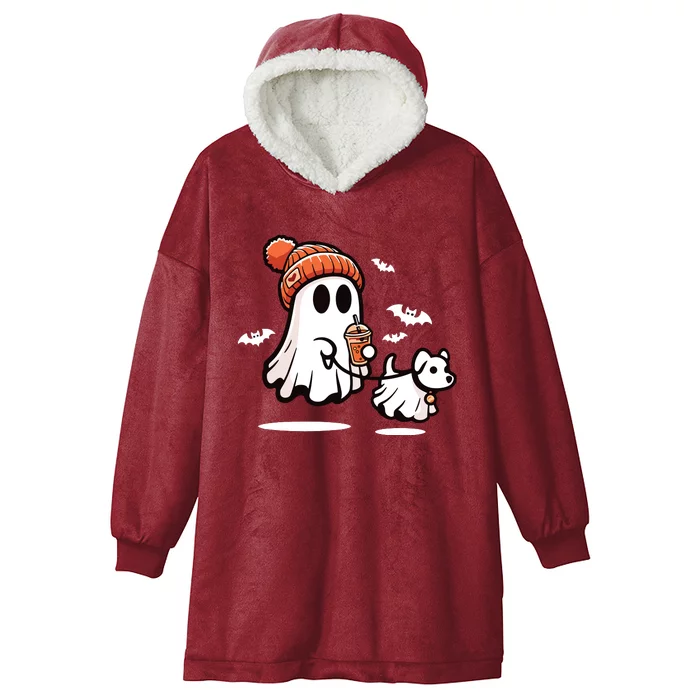 Ghost With Walking Dog Halloween Hooded Wearable Blanket