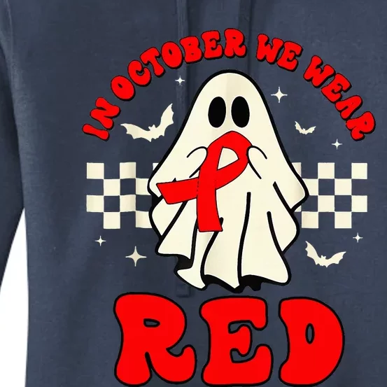 Ghost We Wear Red For Red Ribbon Week Awareness Women's Pullover Hoodie