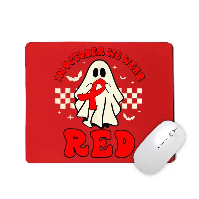 Ghost We Wear Red For Red Ribbon Week Awareness Mousepad