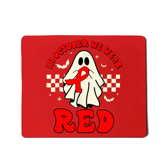 Ghost We Wear Red For Red Ribbon Week Awareness Mousepad