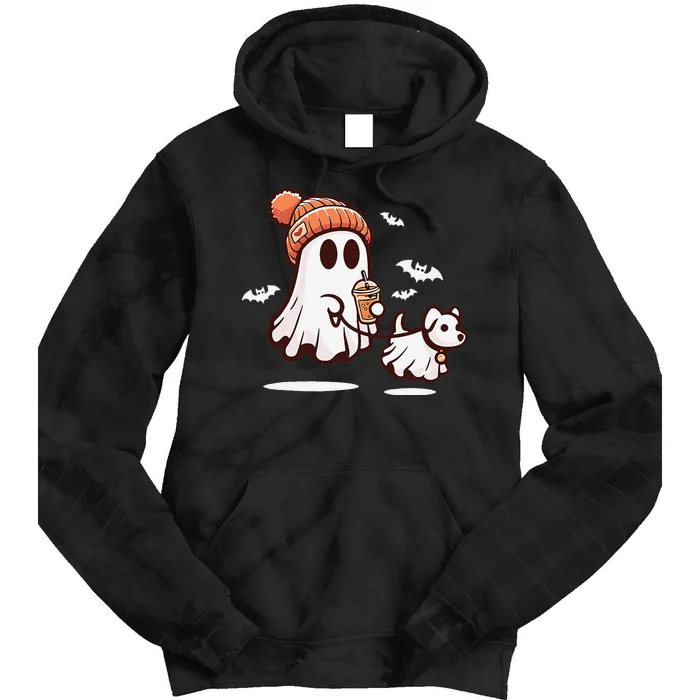 Ghost With Walking Dog Halloween Gift Tie Dye Hoodie