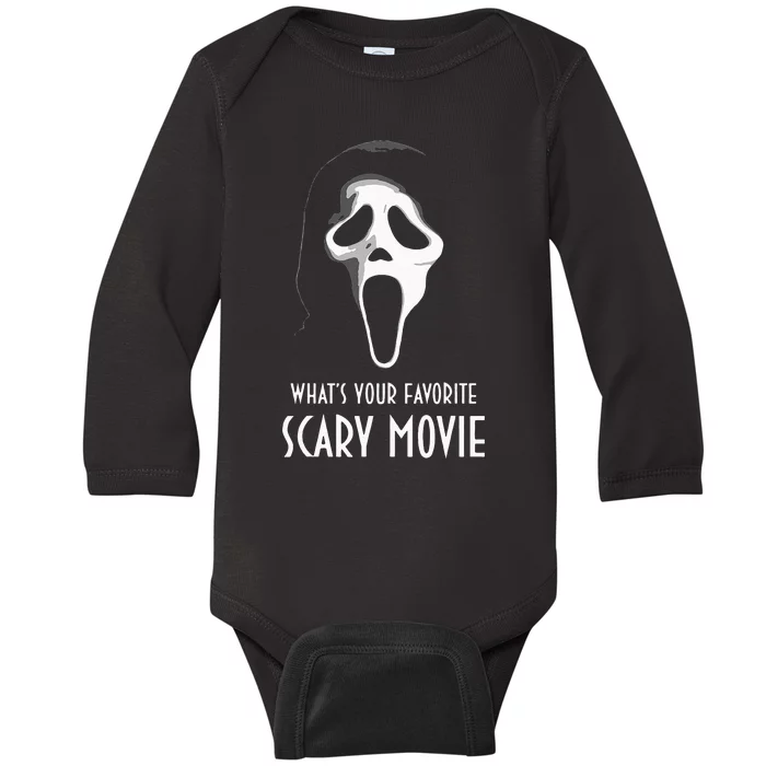 Ghostface Whats Your Favorite Scary Movie Halloween Baby Long Sleeve Bodysuit