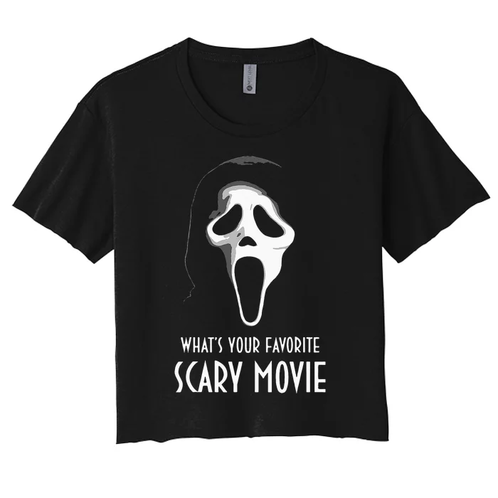 Ghostface Whats Your Favorite Scary Movie Halloween Women's Crop Top Tee