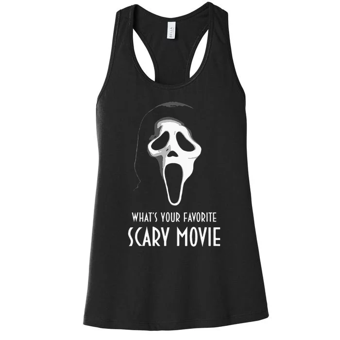 Ghostface Whats Your Favorite Scary Movie Halloween Women's Racerback Tank