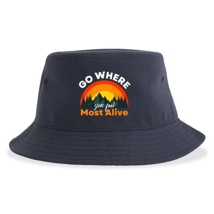 Go Where You Feel Most Alive Sunset Nature Sustainable Bucket Hat