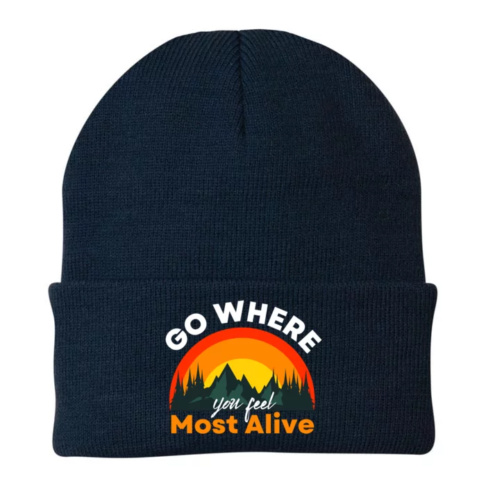 Go Where You Feel Most Alive Sunset Nature Knit Cap Winter Beanie