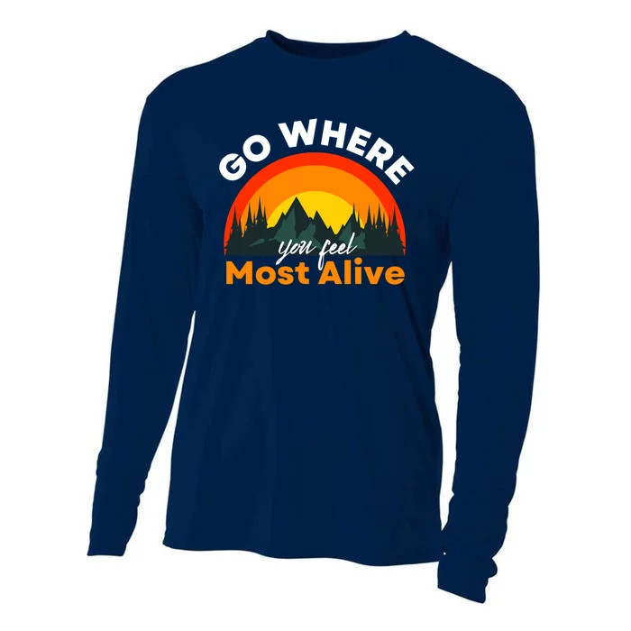 Go Where You Feel Most Alive Sunset Nature Cooling Performance Long Sleeve Crew