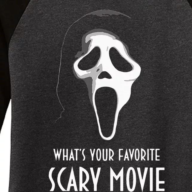 Ghostface Whats Your Favorite Scary Movie Halloween Women's Tri-Blend 3/4-Sleeve Raglan Shirt