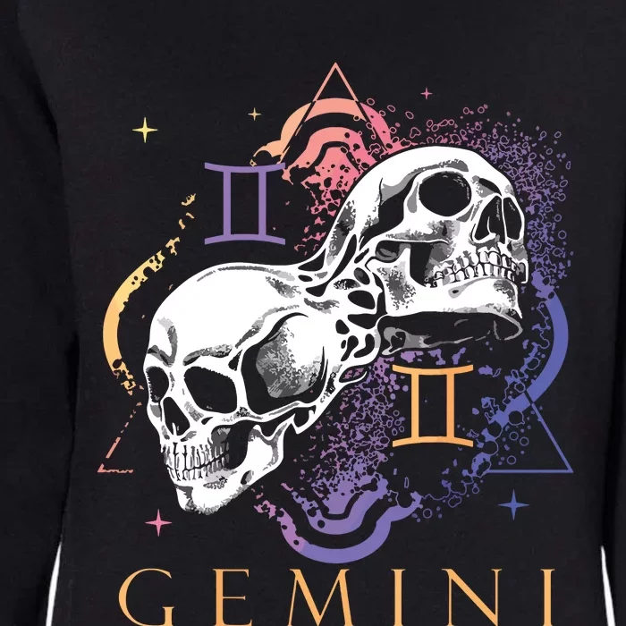 Gemini Witchcraft Zodiac Signs Art Skull Constellation Womens California Wash Sweatshirt