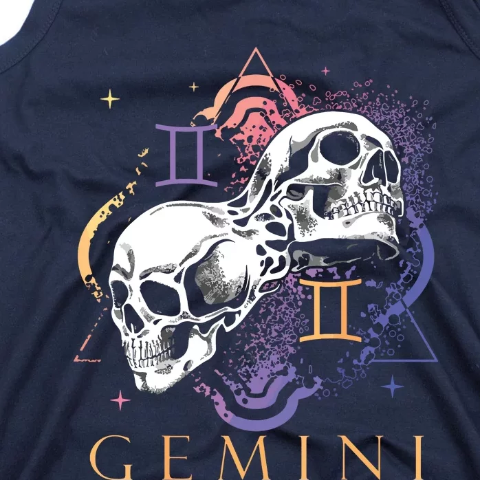 Gemini Witchcraft Zodiac Signs Art Skull Constellation Tank Top