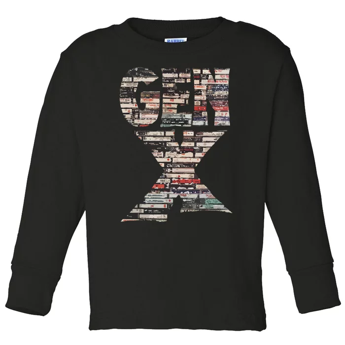 Gen X 80s Rock Cassettes Toddler Long Sleeve Shirt