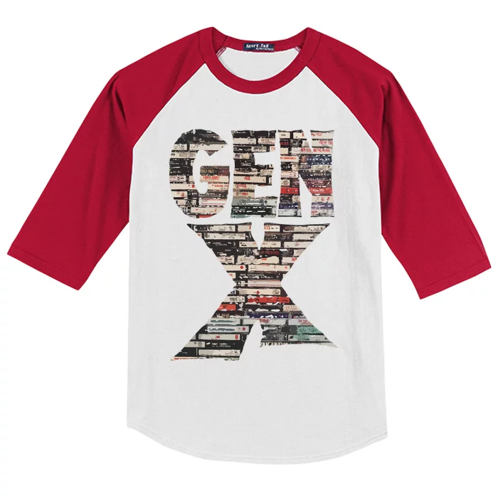 Gen X 80s Rock Cassettes Kids Colorblock Raglan Jersey