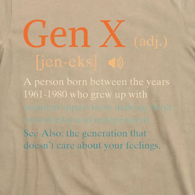 Gen X Definition Funny Sarcasm Humor 1960 1980 Birthday T-Shirt