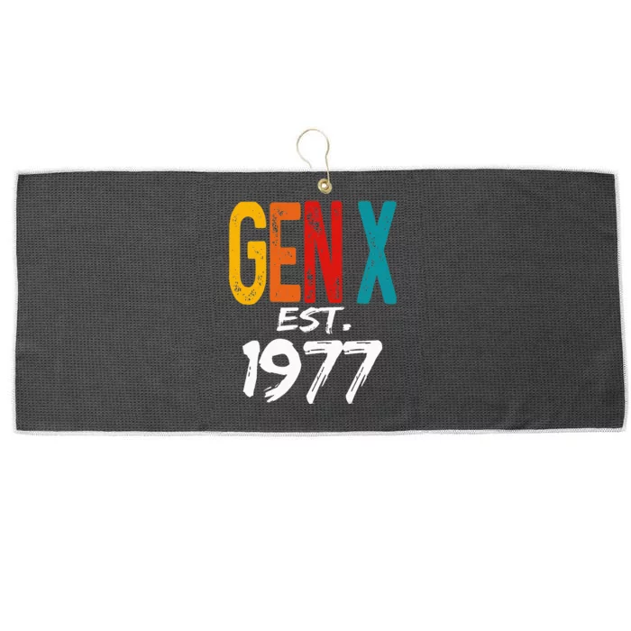 Gen X Est 1977 Born In 1977 Birthday Funny Humor Generation Large Microfiber Waffle Golf Towel